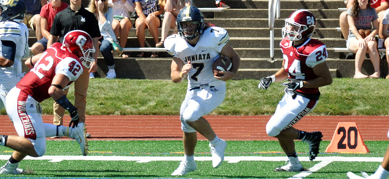 Kirby Breault caught 11 passes for 146 yards and two touchdowns against the River Hawks.