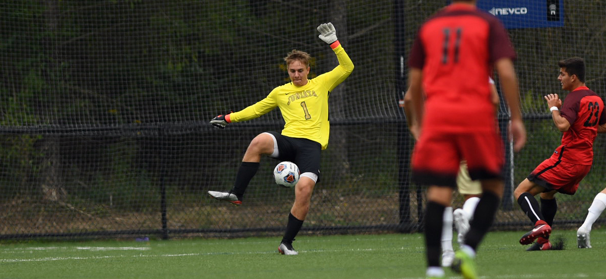 Andrew Yeich made 8 saves in goal in the 3-0 loss against Mt. Aloysius.