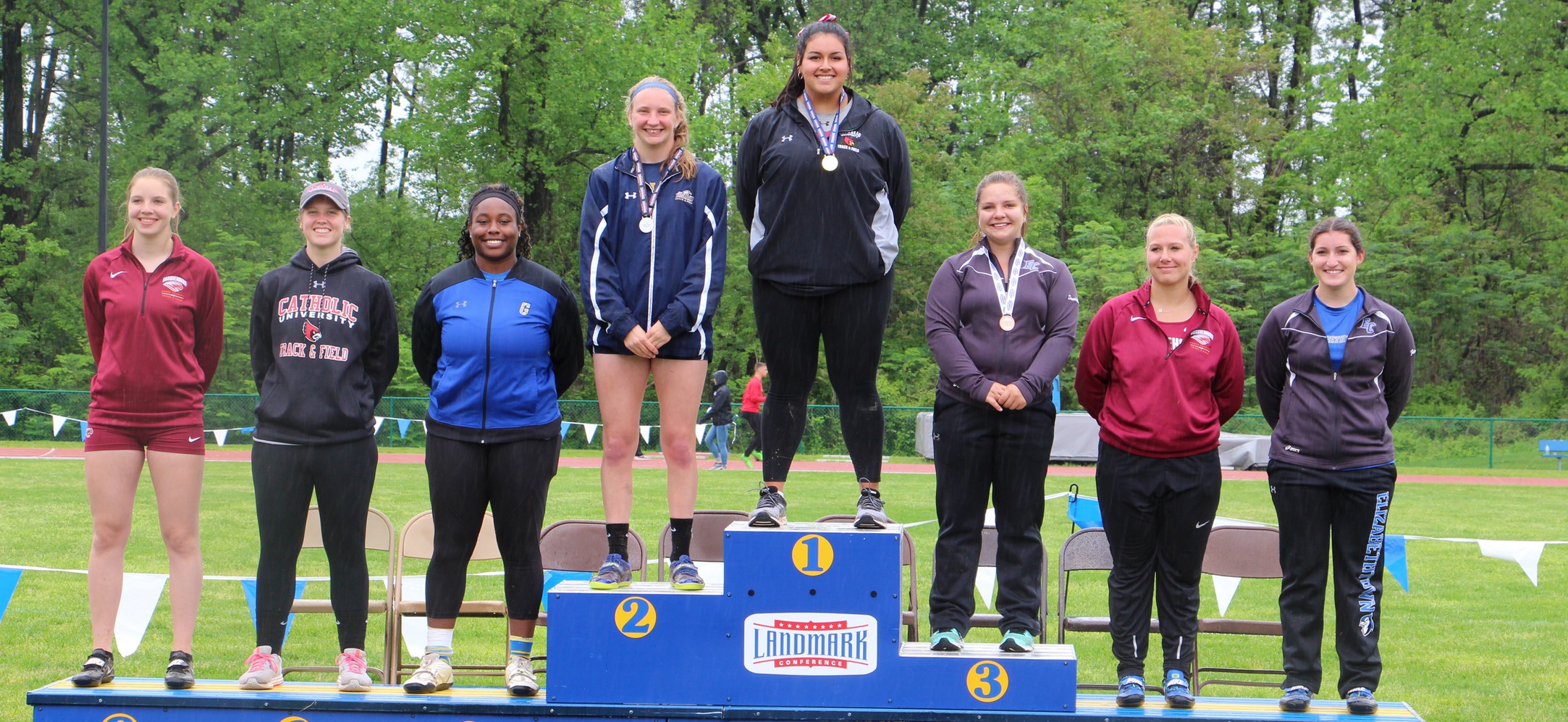 Kylie Orndorf placed 2nd in the hammer throw, Sunday at Landmark Championships and was named Landmark Field Athlete of the Year.