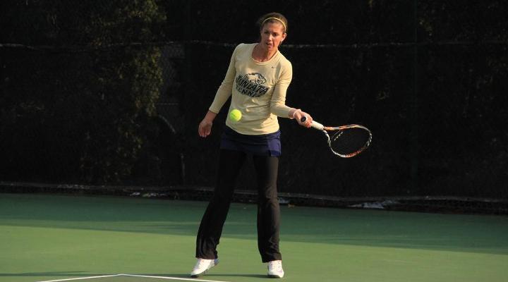 Sam Hendricks defeated Ohio Wesleyan's Keisha Cummings 6-2, 6-1 in fifth singles.