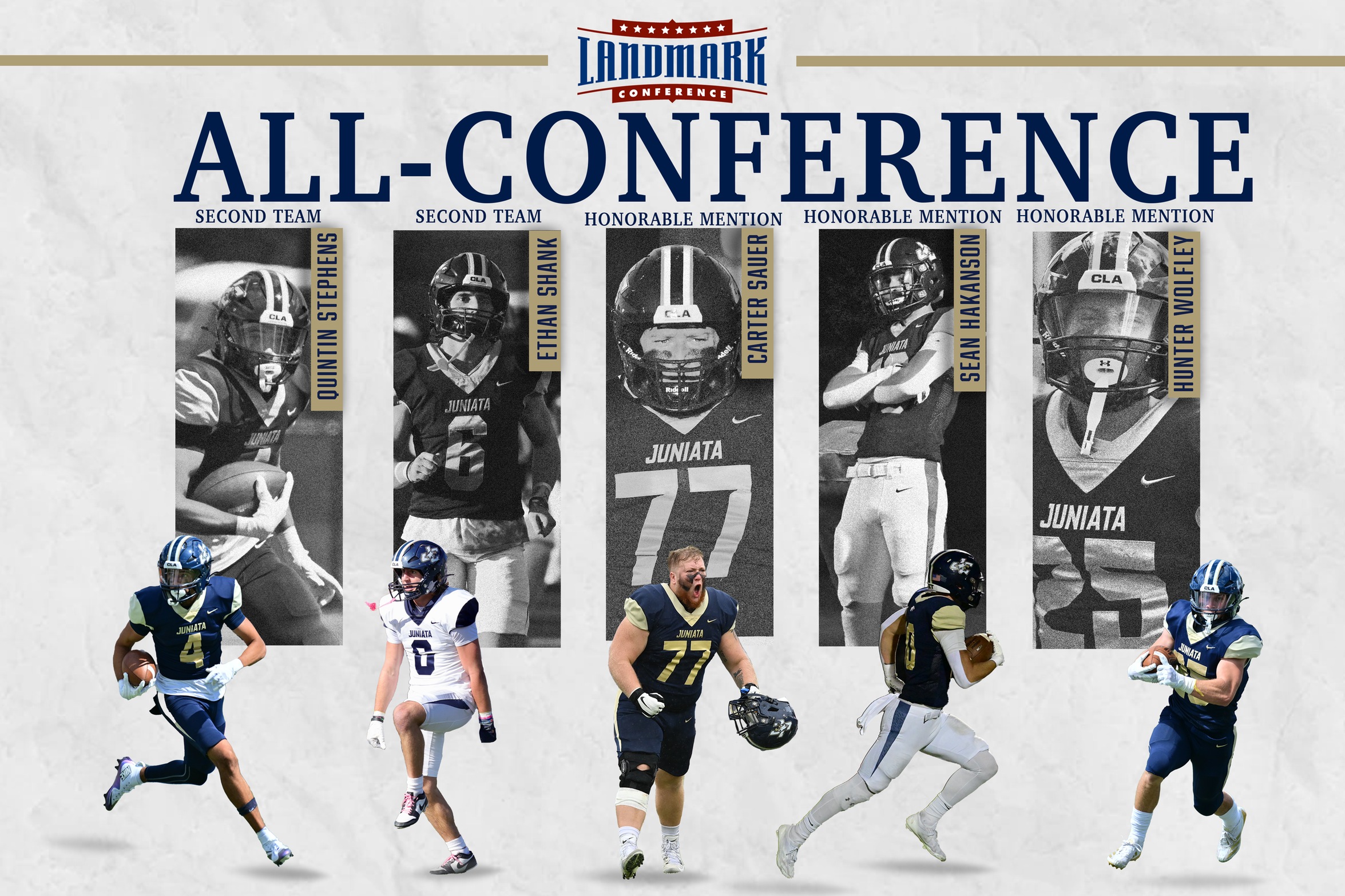Football Places Five on Landmark All-Conference Team