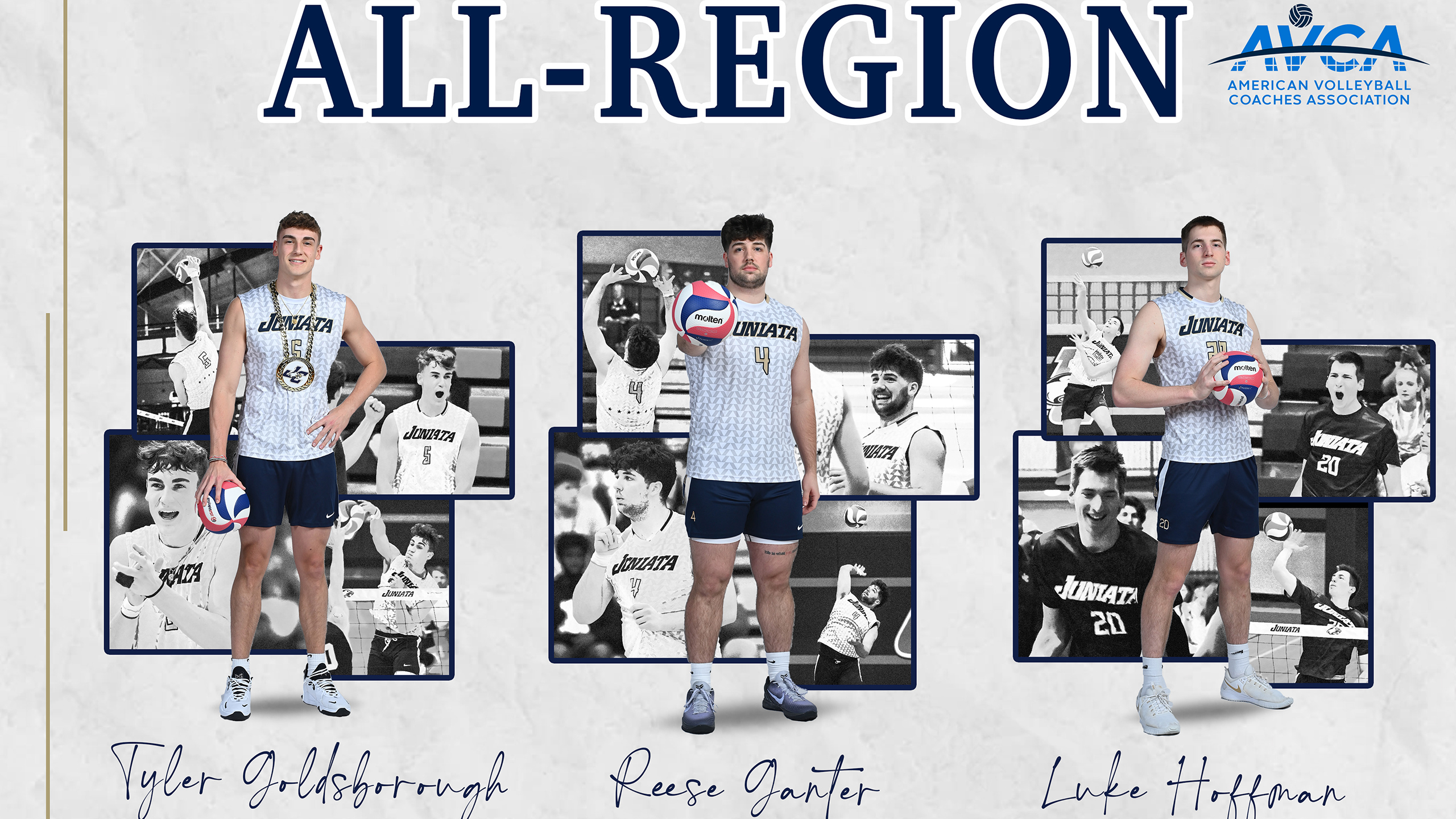 Men's Volleyball Places Three on the AVCA All-Region Team