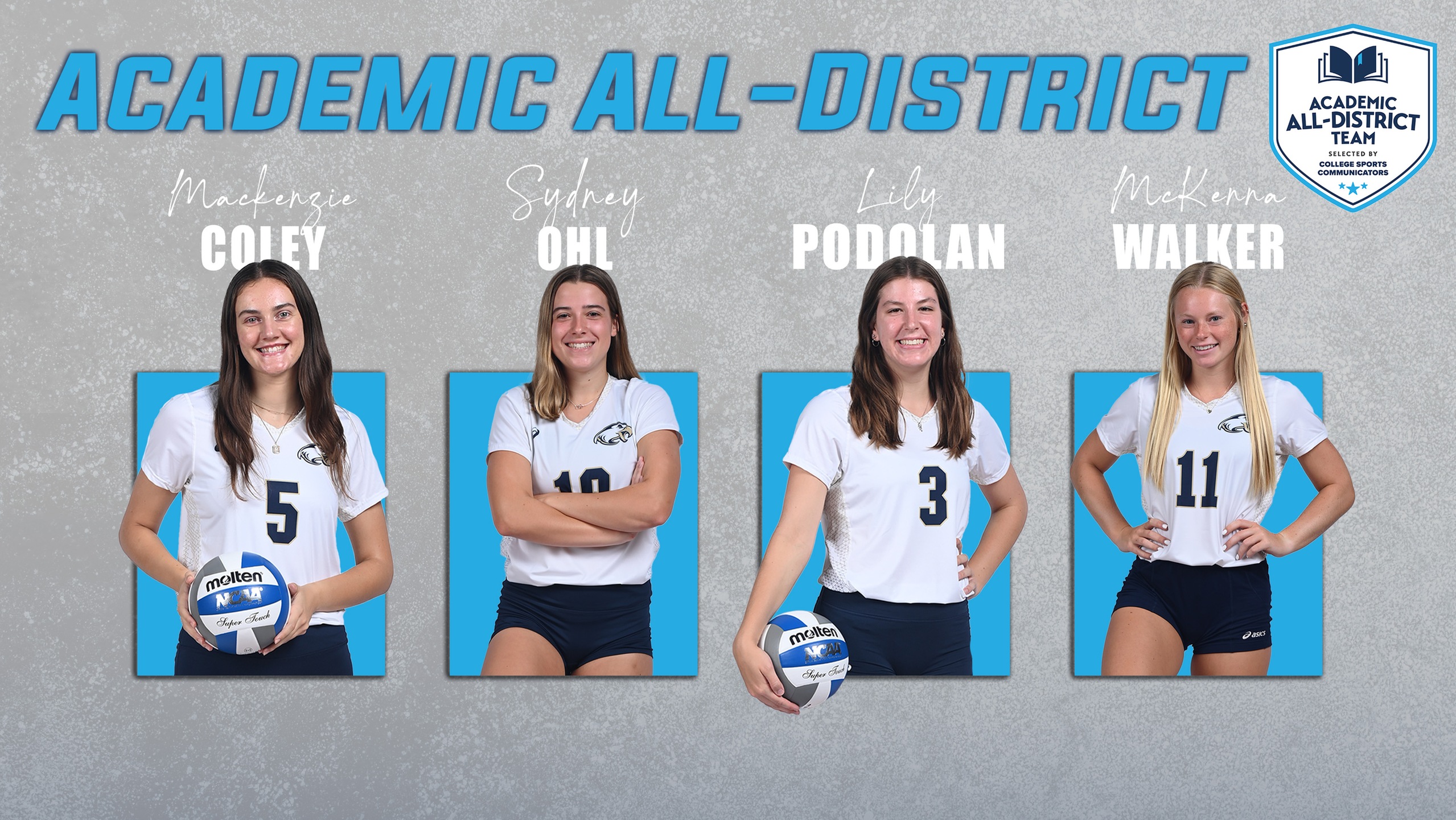 Women's Volleyball Places Four on College Sports Communicators (CSC) Academic All-District Volleyball Team